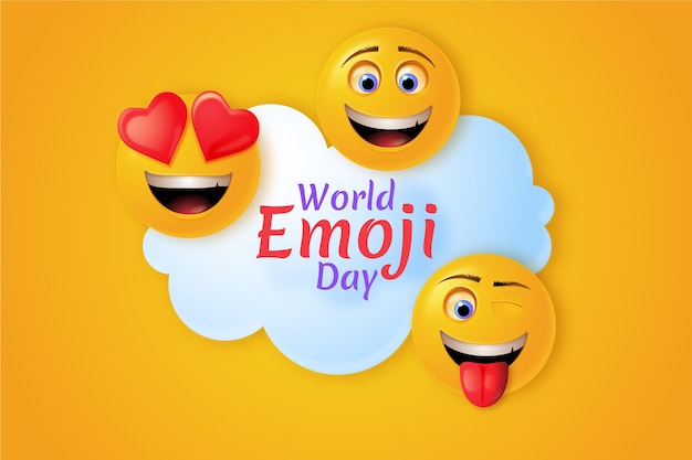 Realistic 3d world emoji day illustration