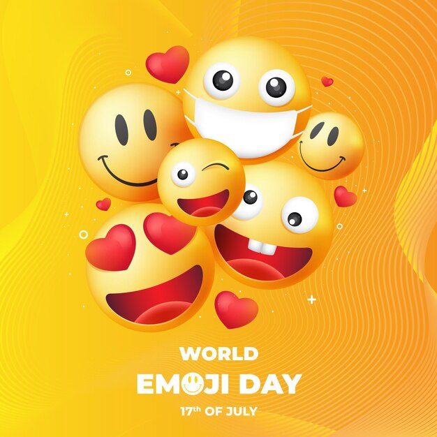 Realistic 3d world emoji day illustration