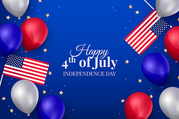 Realistic 4th of july background with balloons