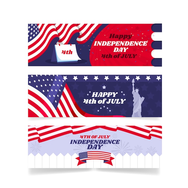 Realistic 4th of july banners template