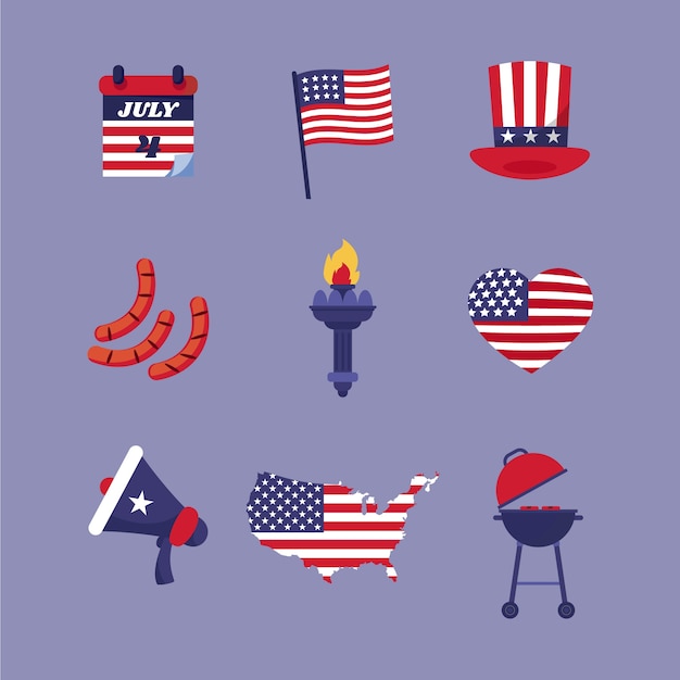 Free vector realistic 4th of july element set