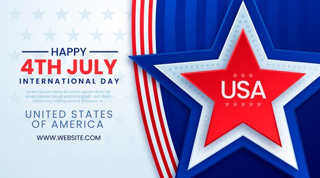 Realistic 4th of july horizontal banner template with star