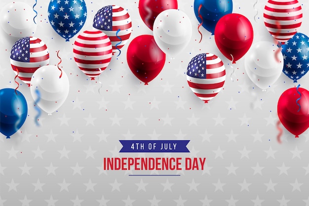 Realistic 4th of july independence day balloons background