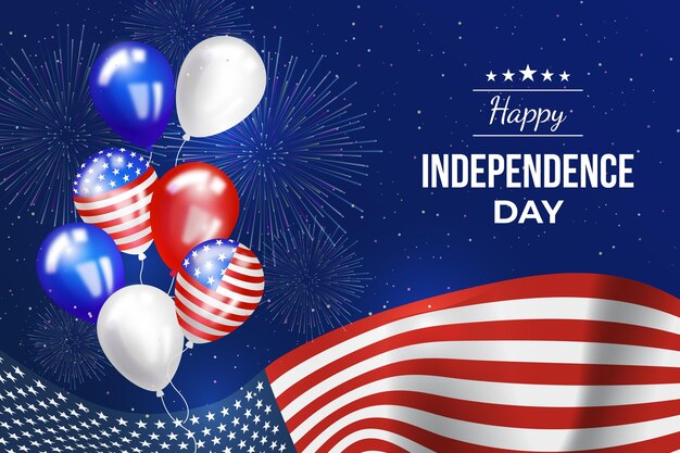 Realistic 4th of july - independence day balloons background