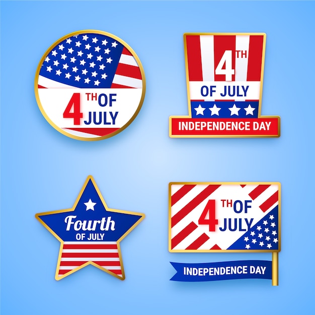 Free Vector realistic 4th of july labels collection