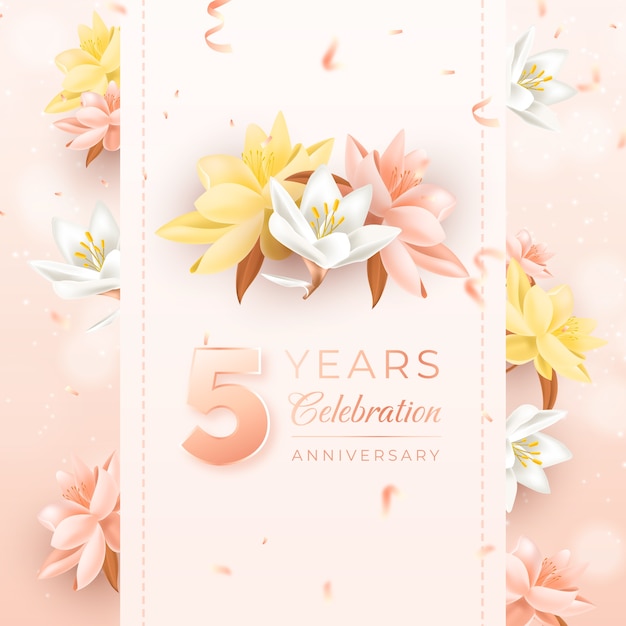 Realistic 5 years anniversary or birthday design