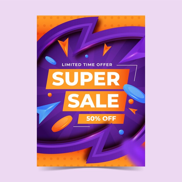 Realistic abstract vertical sale poster template