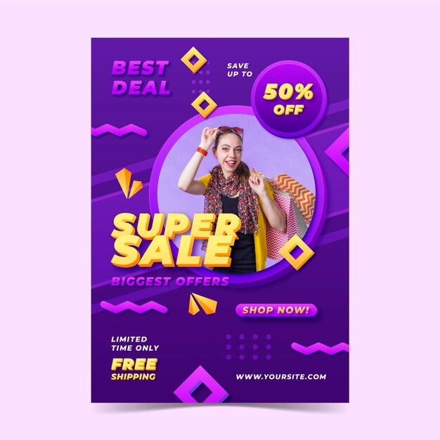 Realistic abstract vertical sale poster template