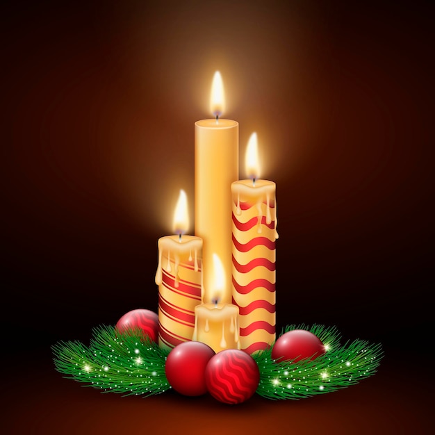 Realistic advent wreath with candles