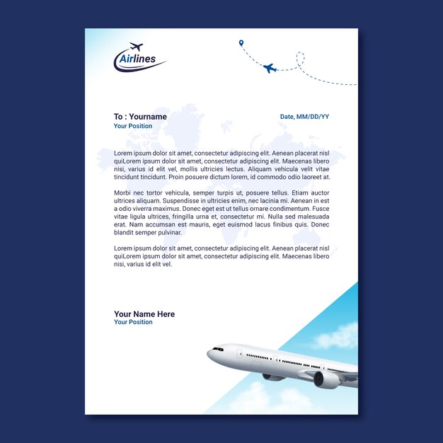 Realistic  airline template design