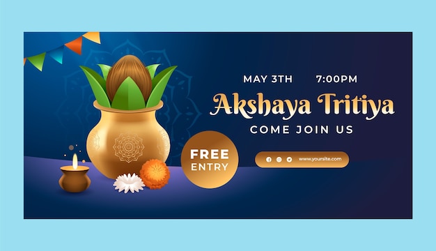 Free Vector realistic akshaya tritiya sale horizontal banner template