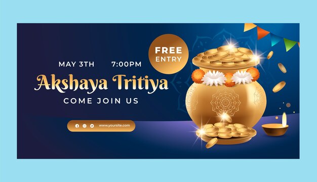 Realistic akshaya tritiya sale horizontal banner template