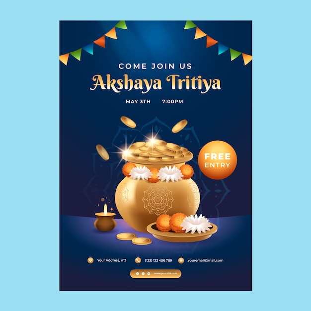 Realistic akshaya tritiya sale vertical poster template