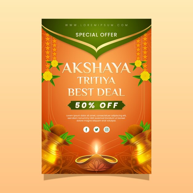 Realistic akshaya tritiya sale vertical poster template