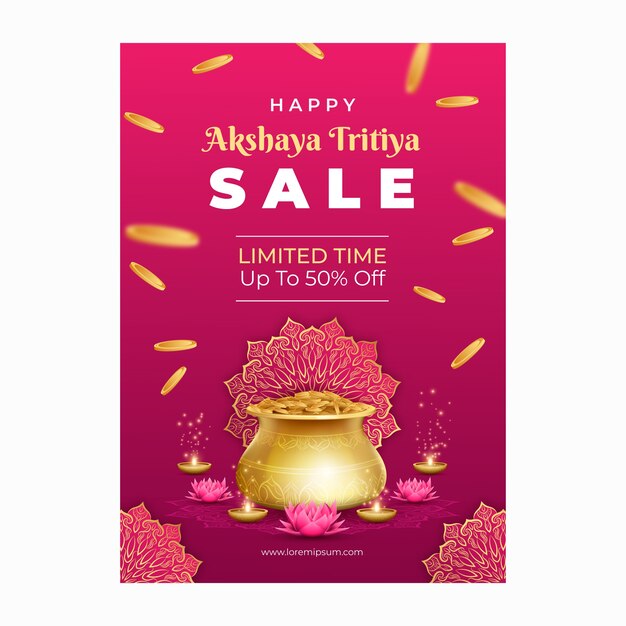 Realistic akshaya tritiya sale vertical poster template