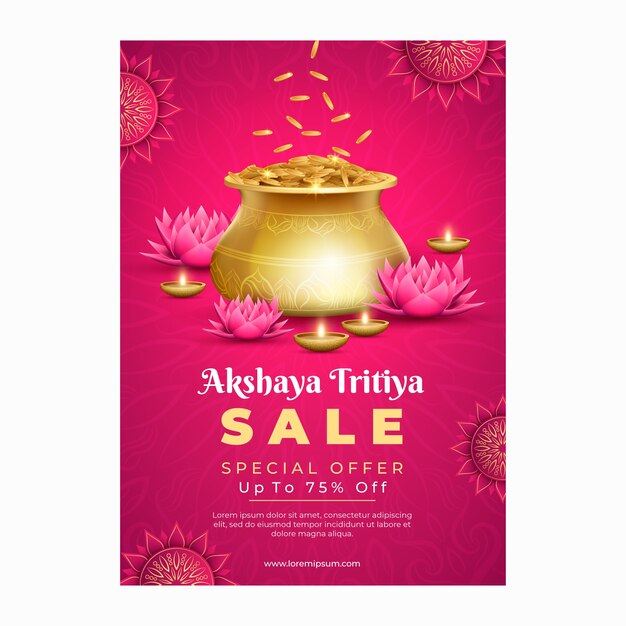 Realistic akshaya tritiya sale vertical poster template