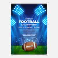 Free vector realistic american football championship vertical poster template