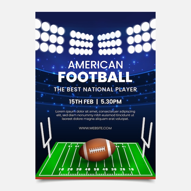 Free vector realistic american football championship vertical poster template