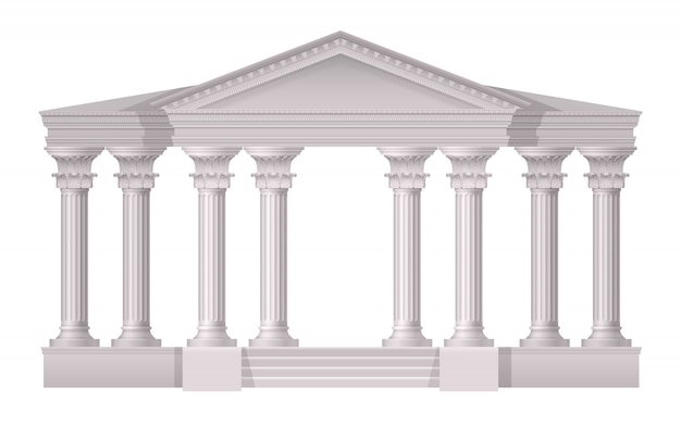 Free Vector realistic antique white columns realistic composition on white