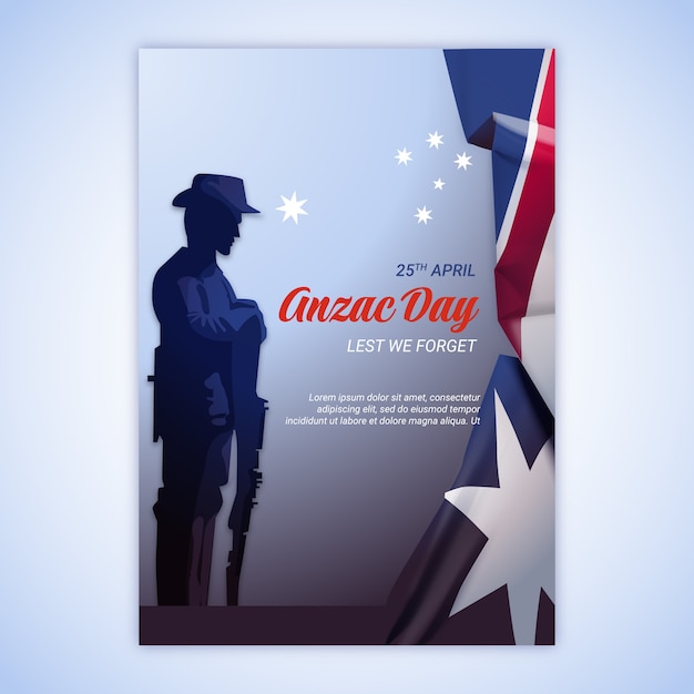 Free Vector realistic anzac day vertical poster template