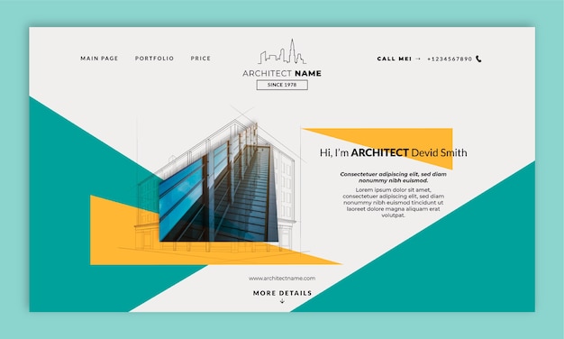 Free Vector realistic architect project landing page