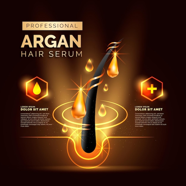 Free Vector realistic argan oil hair serum promo