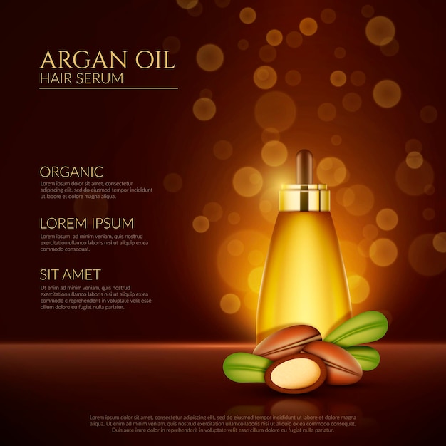 Realistic argan oil hair serum promo