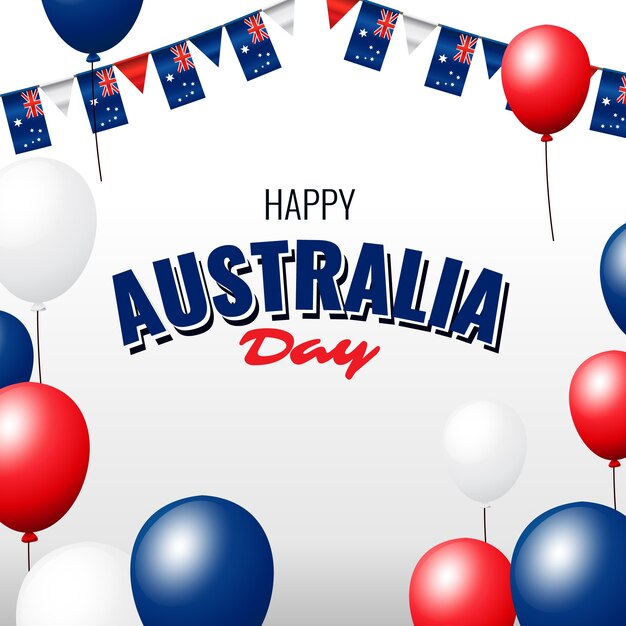 Realistic australia day with balloons and garlands