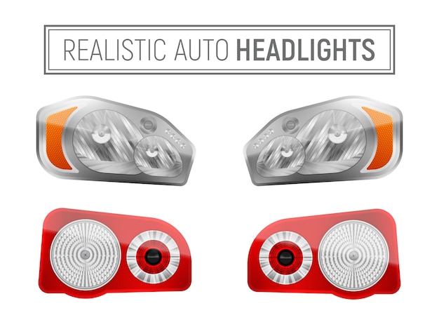 Free Vector realistic auto headlamps illustration