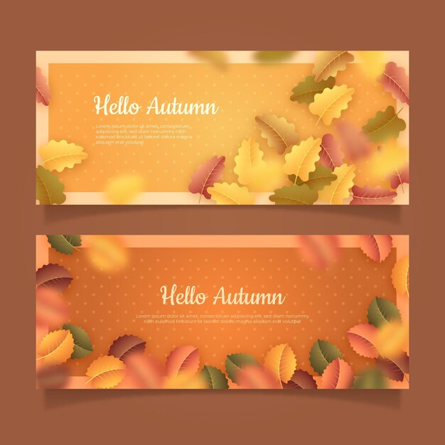 Realistic autumn banners set