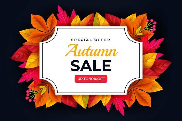 Realistic autumn sale background