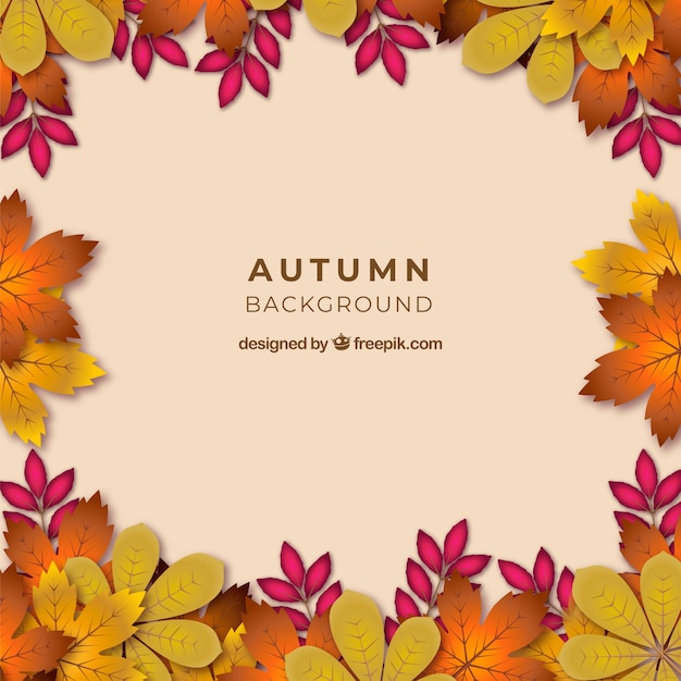 Realistic autumnal background with elegant style