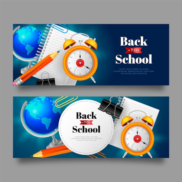 Free vector realistic back to school banners set