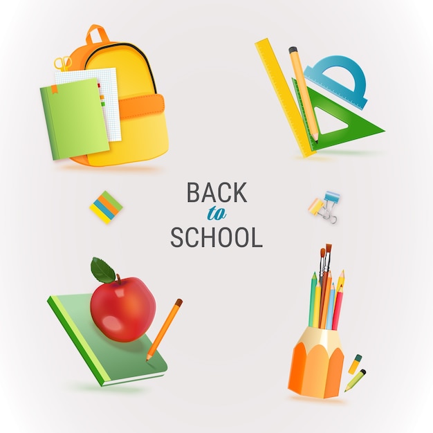 Free Vector realistic back to school elements collection