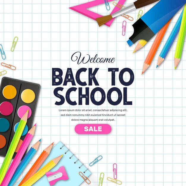 Realistic back to school sales banner