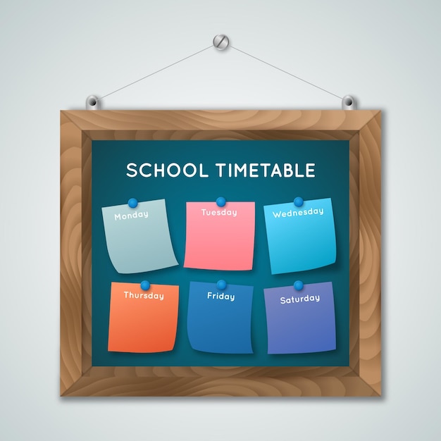 Free Vector realistic back to school timetable