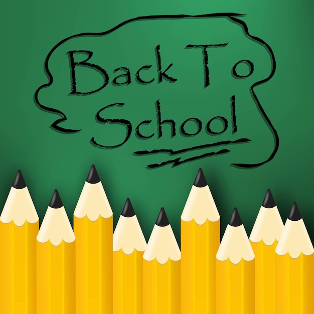 Realistic Back to School Title Poster Design in a Blackboard with School Items in a Background Editable Vector Illustration