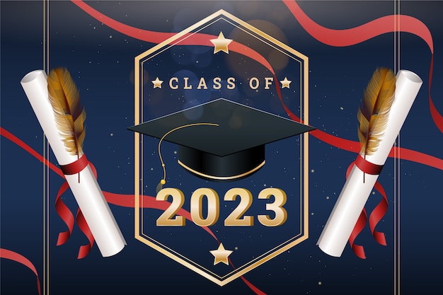 Free Vector realistic background for class of 2023 graduation