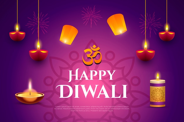 Realistic background for diwali celebration