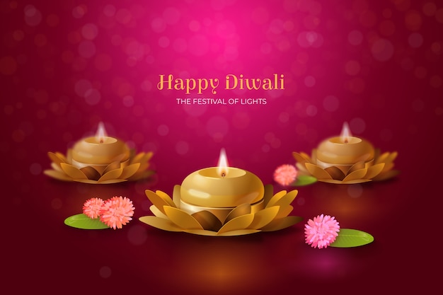 Free vector realistic background for diwali festival celebration