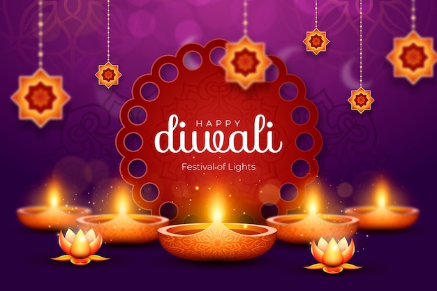 Realistic background for diwali festival celebration