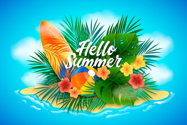 Realistic background hello summer