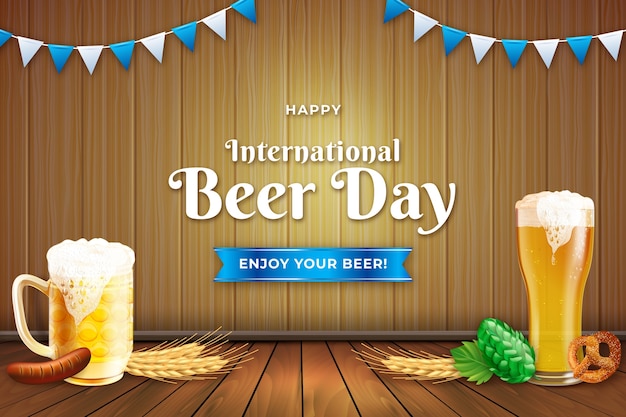 Free Vector realistic background for international beer day celebration