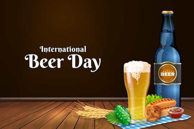 Free Vector realistic background for international beer day celebration