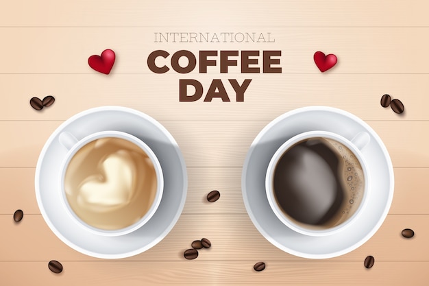 Realistic background for international coffee day celebration