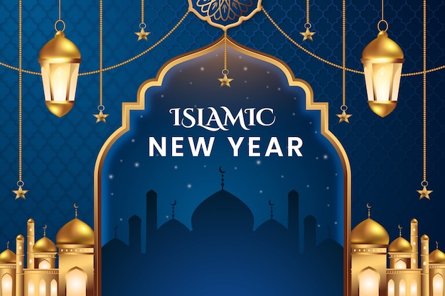 Realistic background for islamic new year celebration