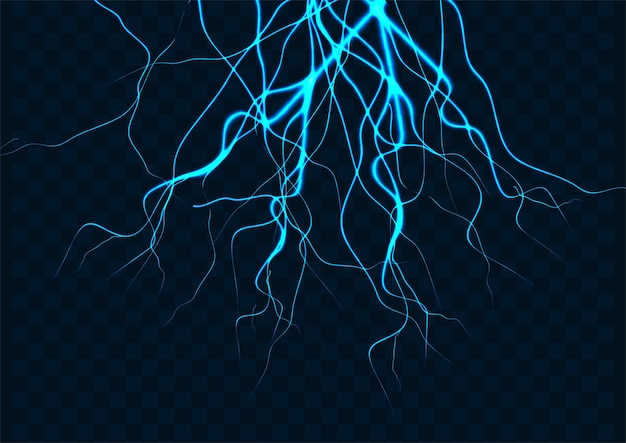 Free Vector realistic background lightning effect of storm in the sky blue strikes effect design element