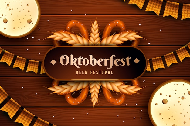 Realistic background for oktoberfest beer festival celebration