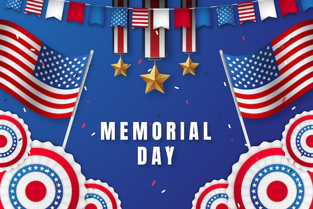 Free vector realistic background for usa memorial day holiday