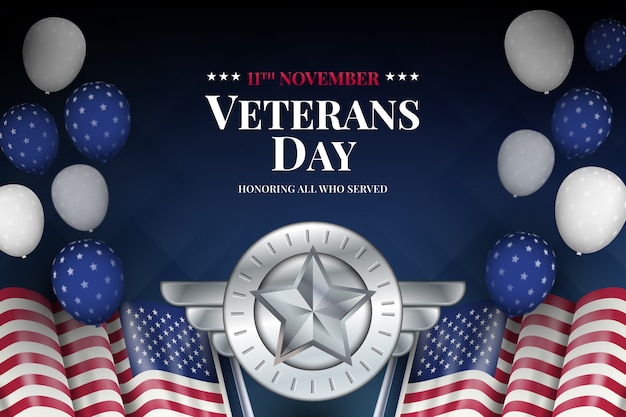 Free vector realistic background for usa veterans day holiday